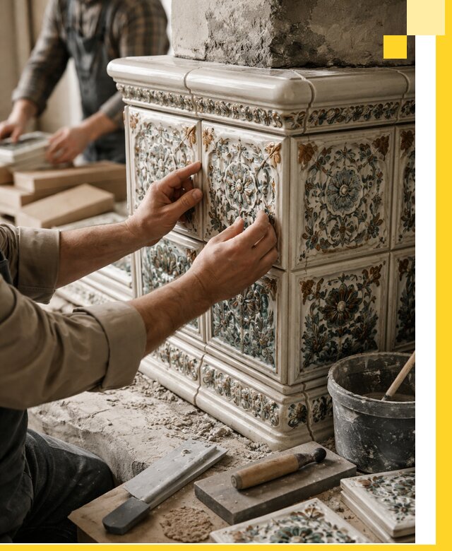 Изразцовые камины под ключ в Тейково: проект и монтаж