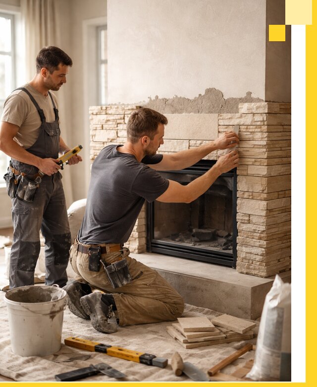 Установка и монтаж каминов для загородного дома в Тейково