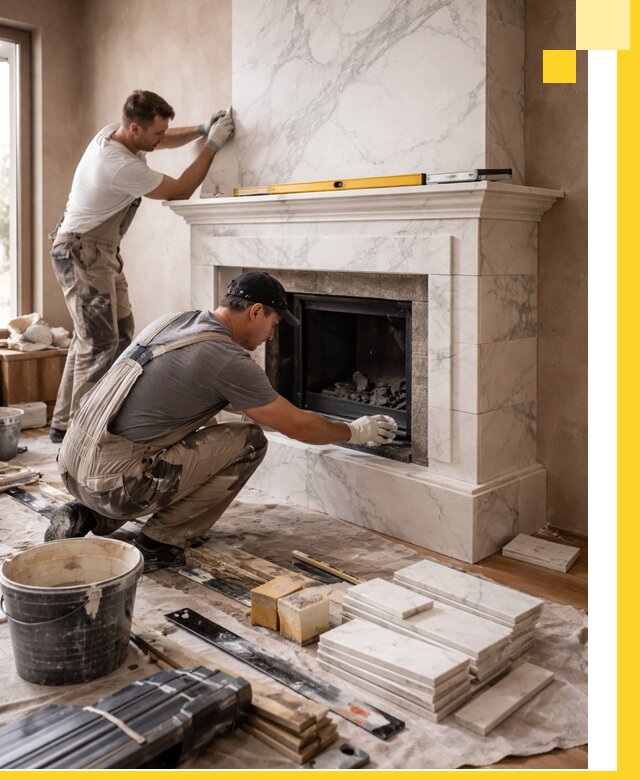 Отделка каминов в Тейково качественные облицовочные работы