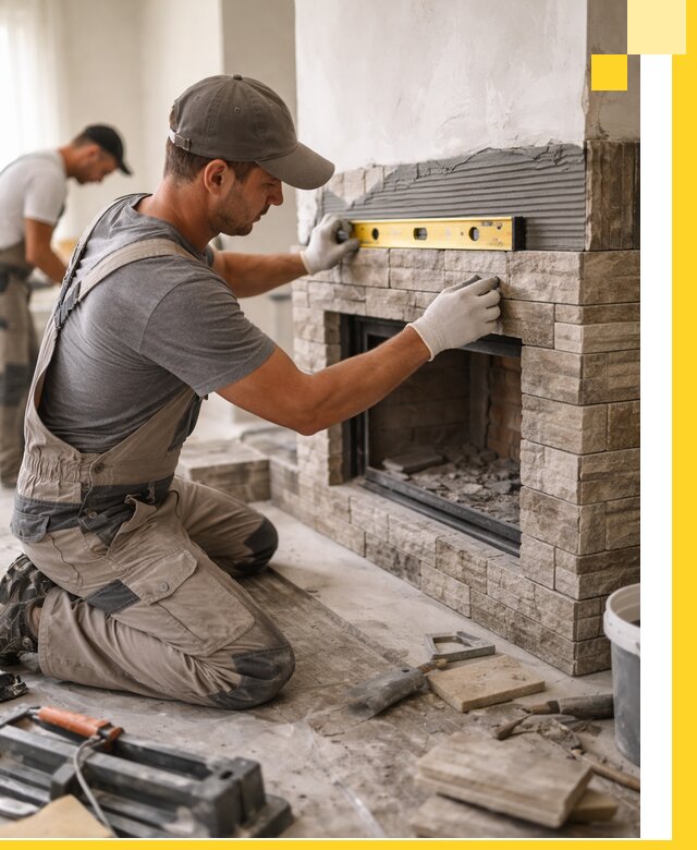 Облицовка каминов в Тейково, монтаж и отделка натуральным камнем