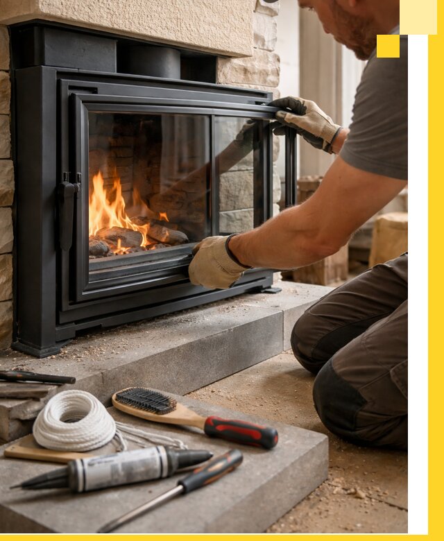 Производство, монтаж и доставка каминов со стеклом в Тейково