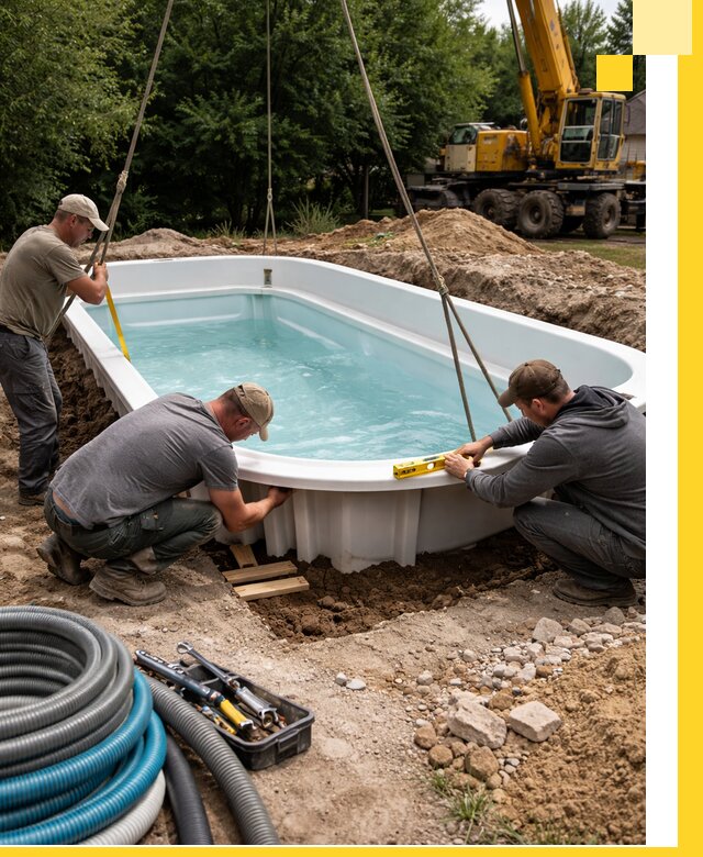 Установка и монтаж композитных бассейнов под ключ в Тейково