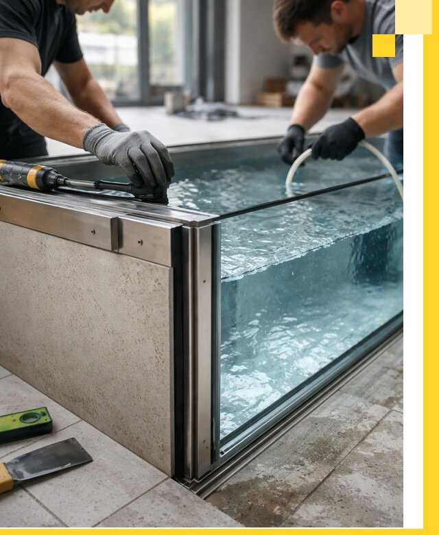 Проектирование и монтаж стеклянных бассейнов в Тейково