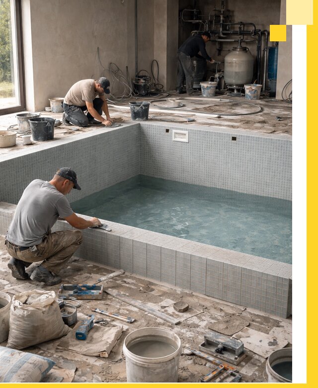 Строительство и монтаж бассейнов в помещении в Тейково