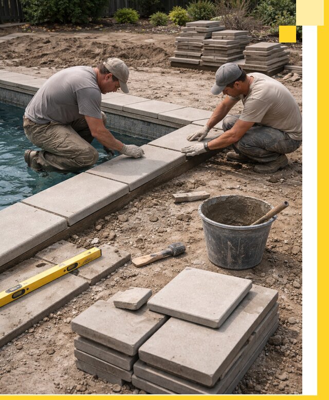 Установка и изготовление копингового камня для бассейнов в Тейково
