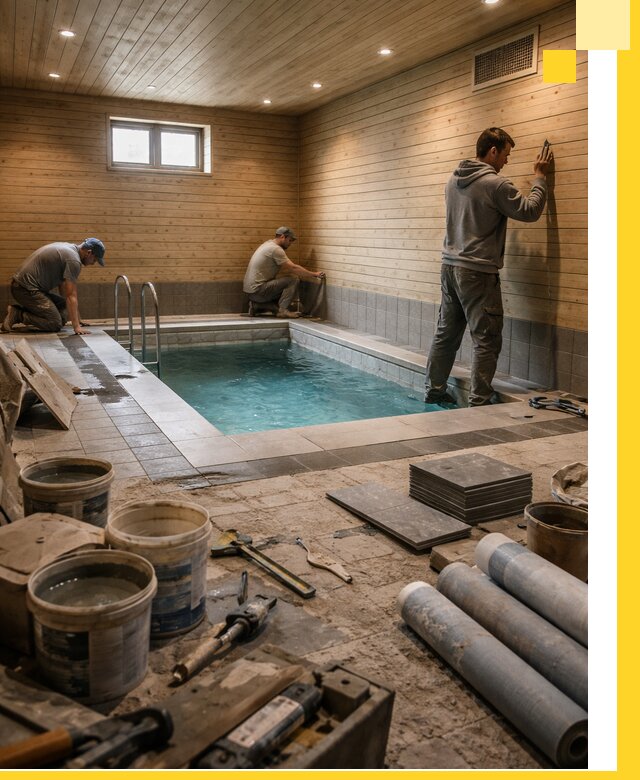 Строительство бани с бассейном и сауной под ключ в Тейково