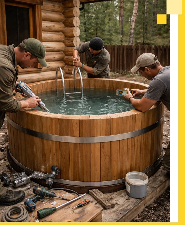 Строительство бань с купелью под ключ и отделкой в Тейково