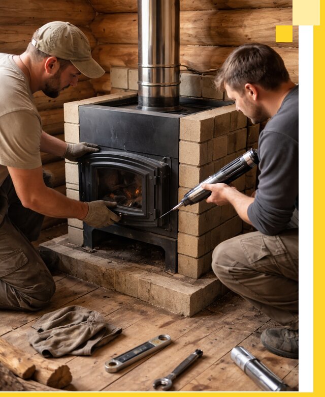 Монтаж и установка печи в бане под ключ с гарантией в Тейково