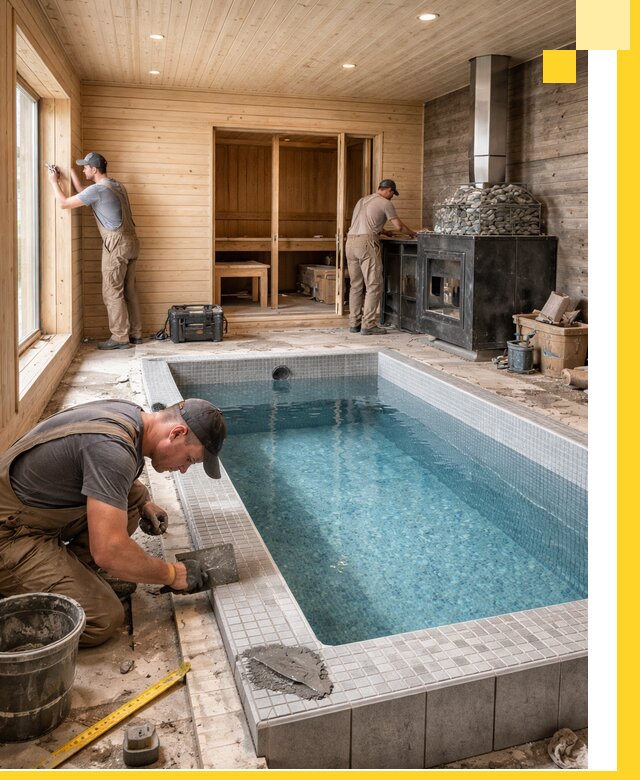 Проект бани с бассейном и сауной в Тейково под ключ