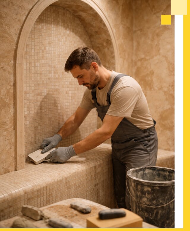 Профессиональная отделка хамамов с мозаикой под ключ в Тейково