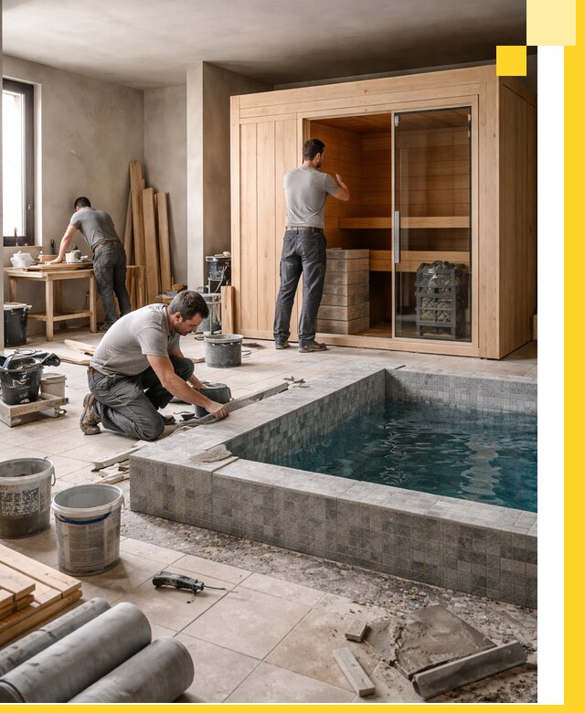 SPA зоны под ключ с бассейном сауной и печью в Тейково